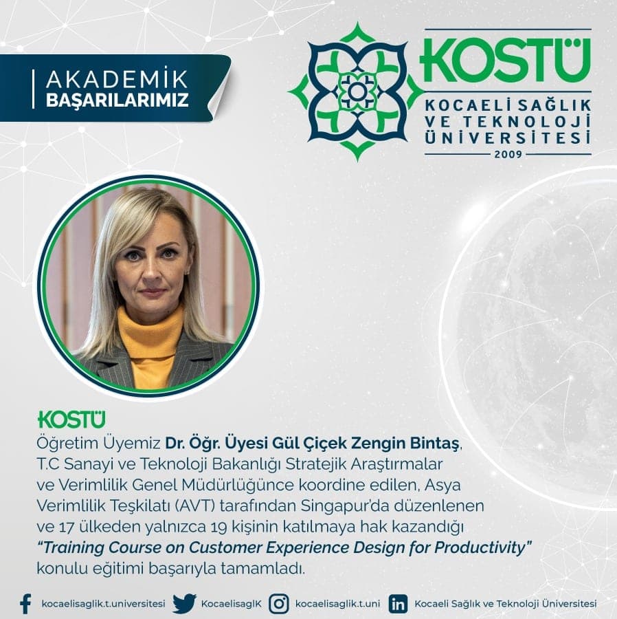 KOSTÜ akademik başarı duyurusu: Asya Verimlilik Teşkilatı Singapur eğitimi